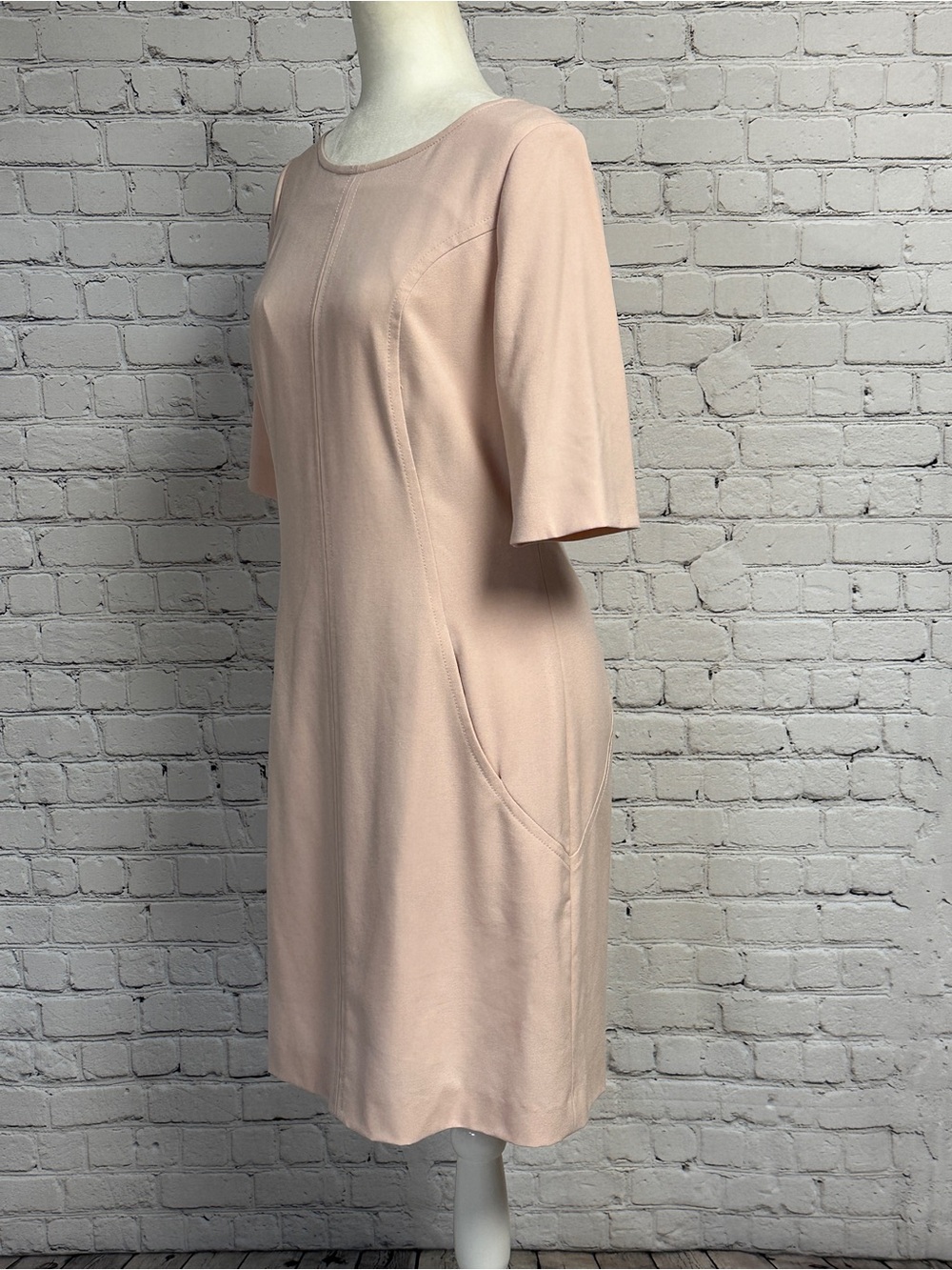 Tahari Pale Blush Midi Shift Dress Size 8 - Picture 2 of 8
